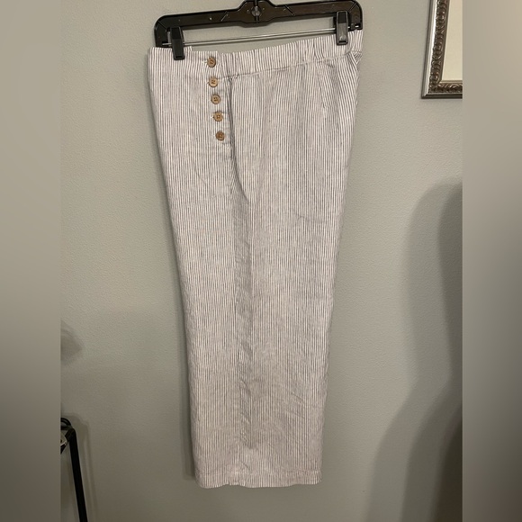 J JILL Size Medium Love Linen Seersucker Vibe Sailor Crop P M - Picture 4 of 8